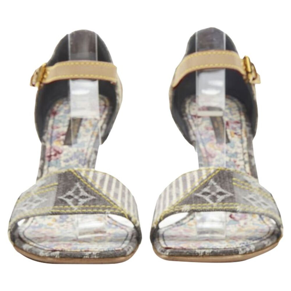 Louis Vuitton Denim Patchwork Buckle Vachetta Str… - image 3